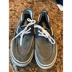 Sperry Top-Sider Navy/Taupe Bahama Canvas Boat Shoes 7 M,  Nice!